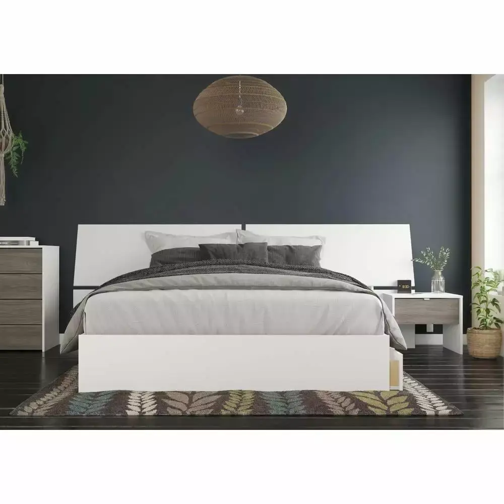 Nexera Artesia 3-Piece Queen Bedroom Set in Bark Grey and White