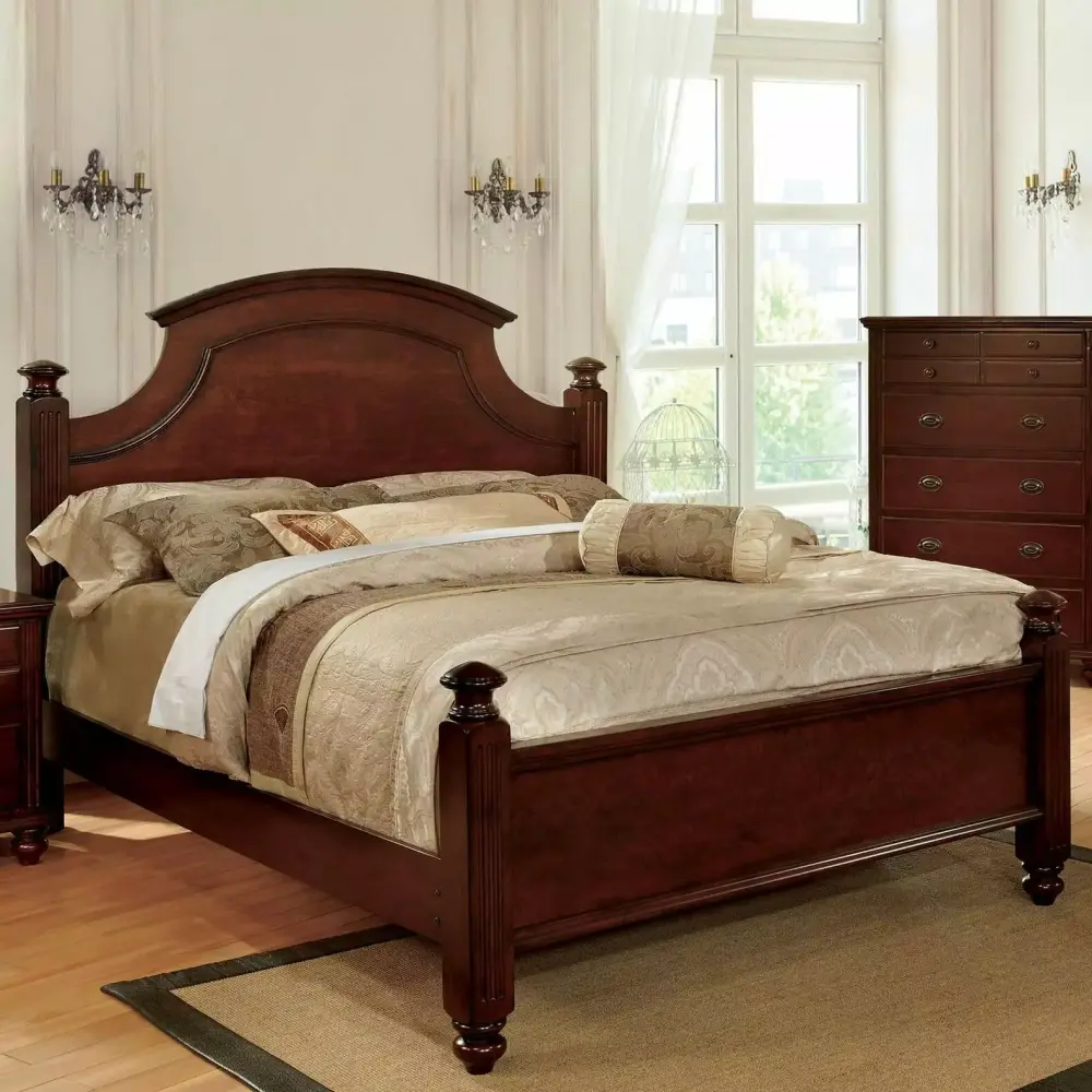 Transitional Cherry Solid Wood Queen Bedroom Set 6 Piece FOA CM7083-Q Gabrielle
