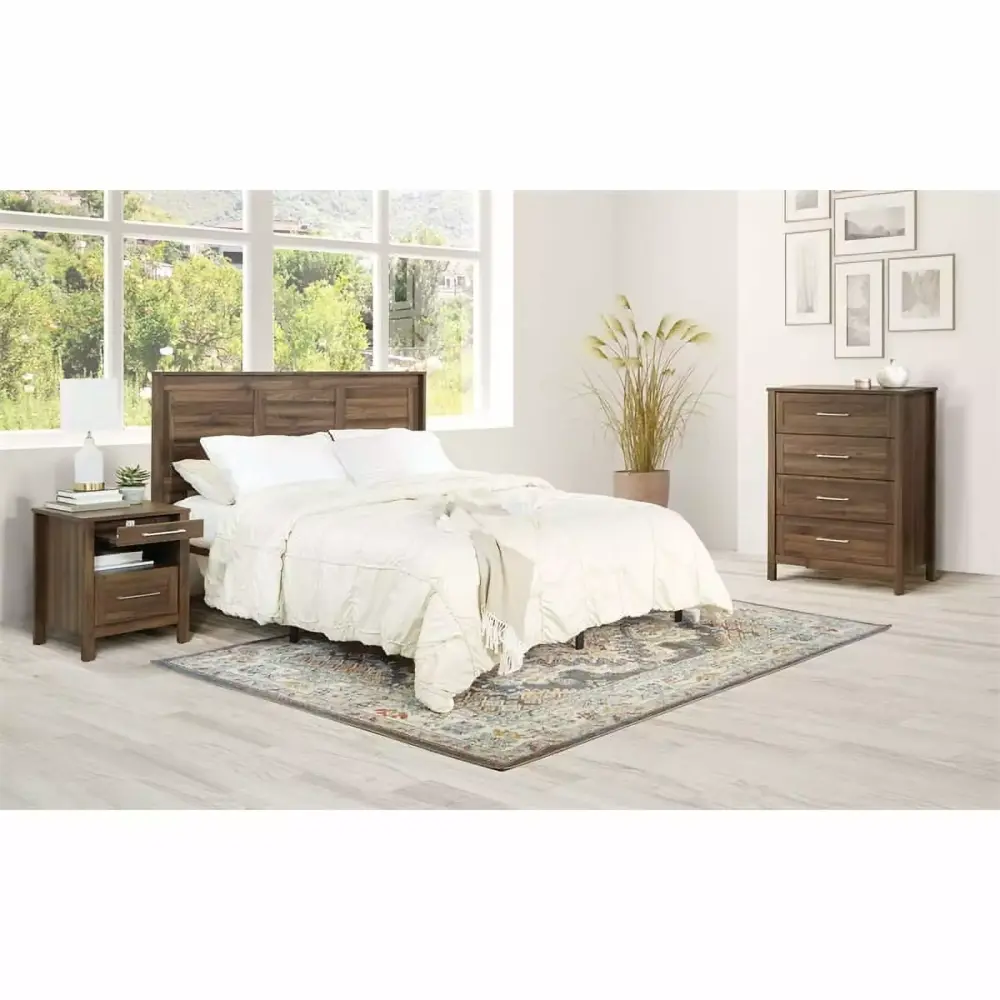 Stonebrook 3-Piece Queen Full Bedroom Set in Timeless Walnut Wood Finish
