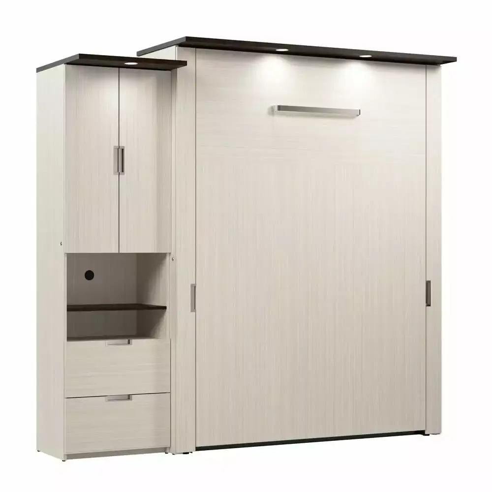Bestar Lumina Engineered Wood Queen Murphy Bedroom Sets White Chocolate