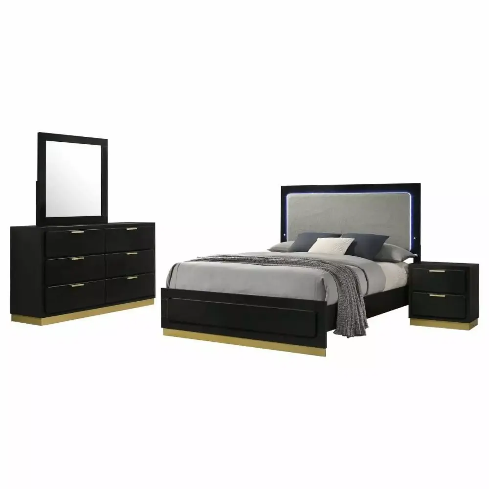Coaster Caraway 4-piece Wood Queen Bedroom Set Black and Gray