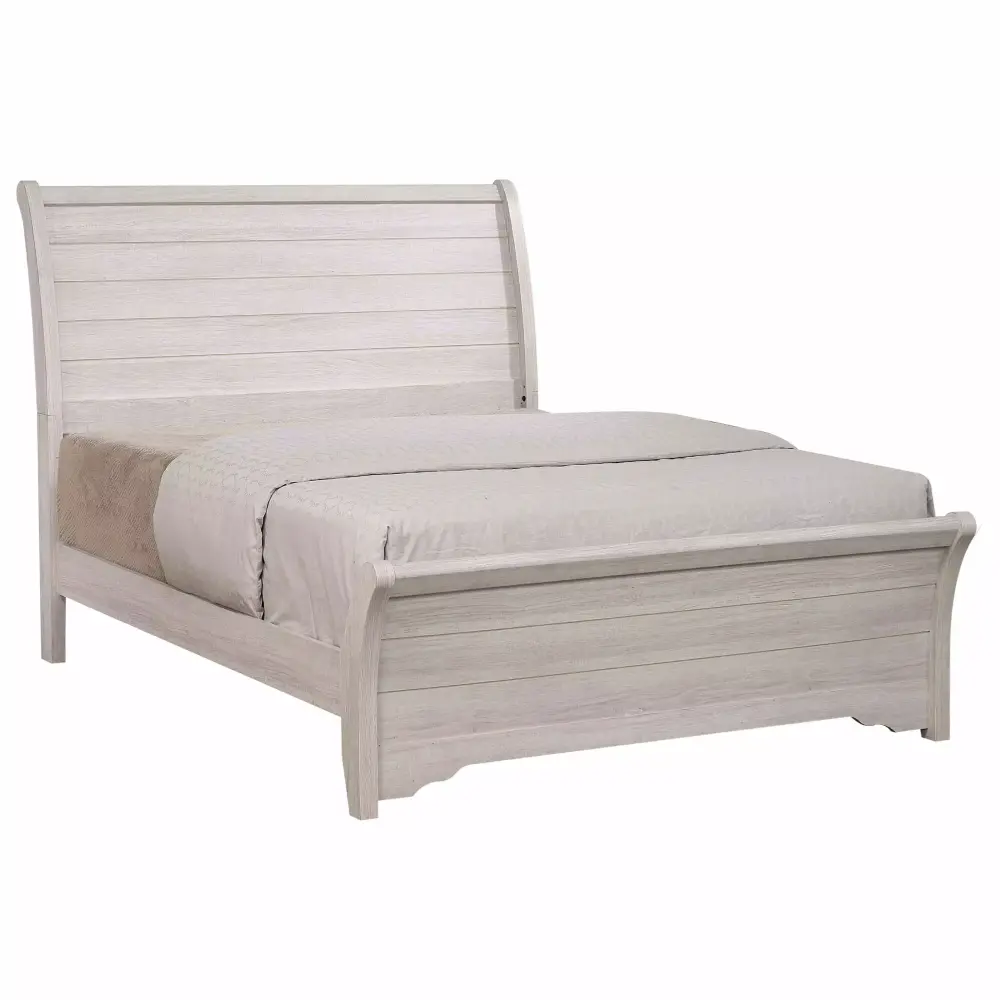 Transitional Style 4pc Queen Size White Panel Bed Set Dresser Mirror Nightstand Elegant Look Furniture