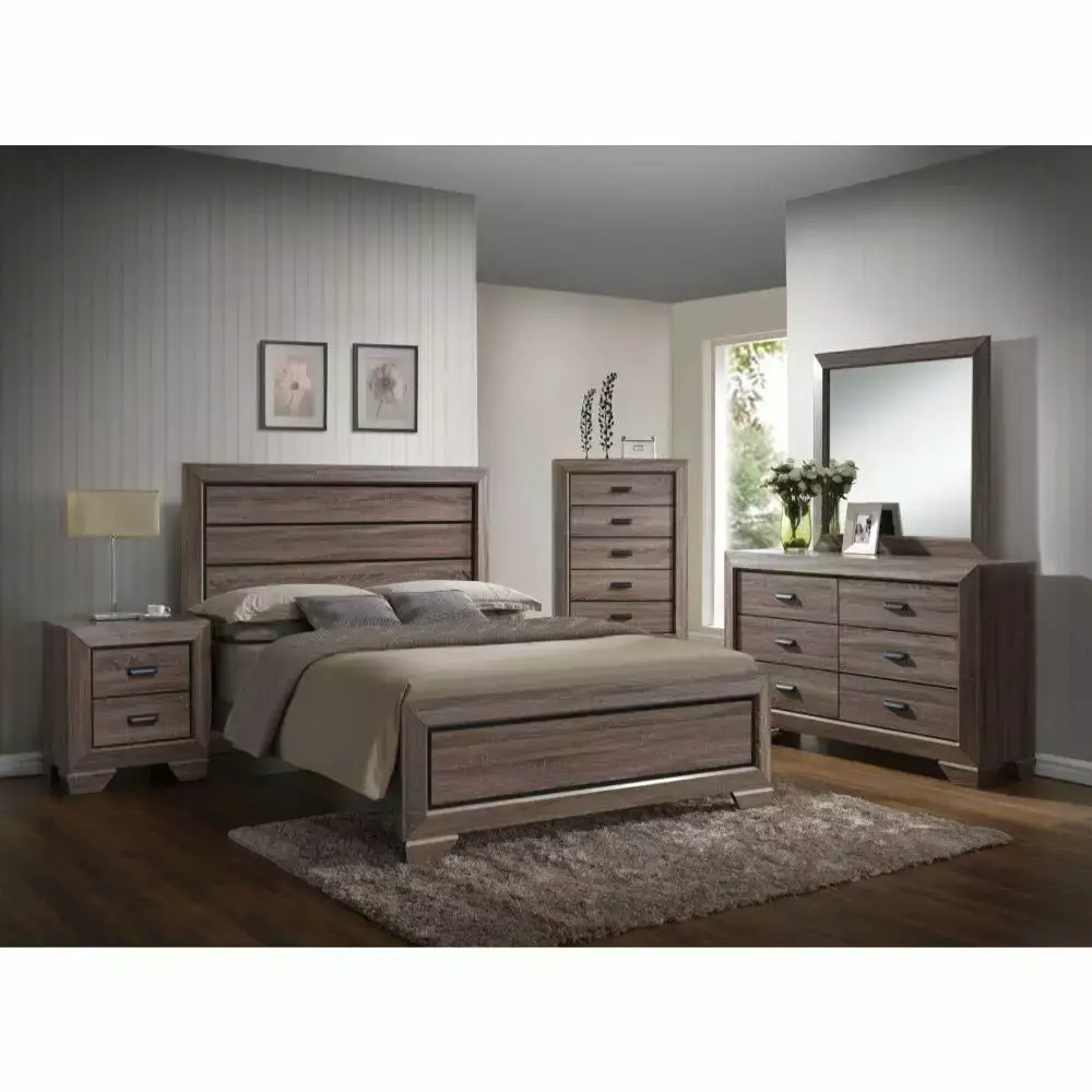 Weathered Gray Grain Queen 6pcs Bedroom Set by Acme Lyndon 26020Q-6pcs