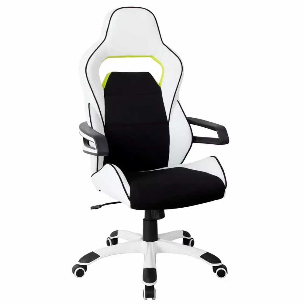 Scranton & Co Ergonomic Fabric Racing Style Home Office Chair in White