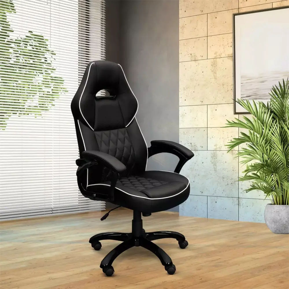 Ergonomic High Back Chair Black Executive Sport Race Office Chair Armrest Adjustable Height Steady Durable Beautiful Practical Easy Assembly