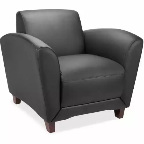 Lorell Black Leather Reception Seating Club Chair 36x34.5x31.3 in