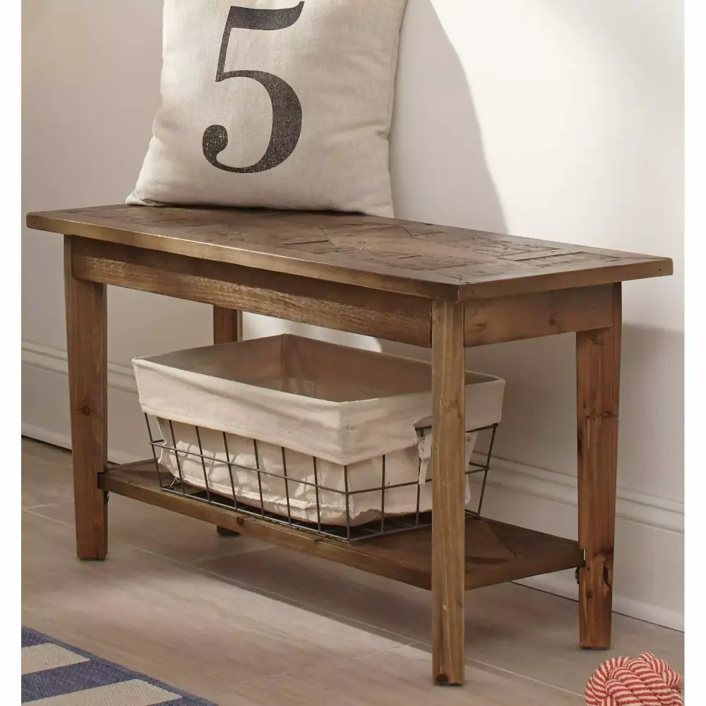 Alaterre Revive Reclaimed Bench Natural 40 Inch Rustic Wood Entryway Bench