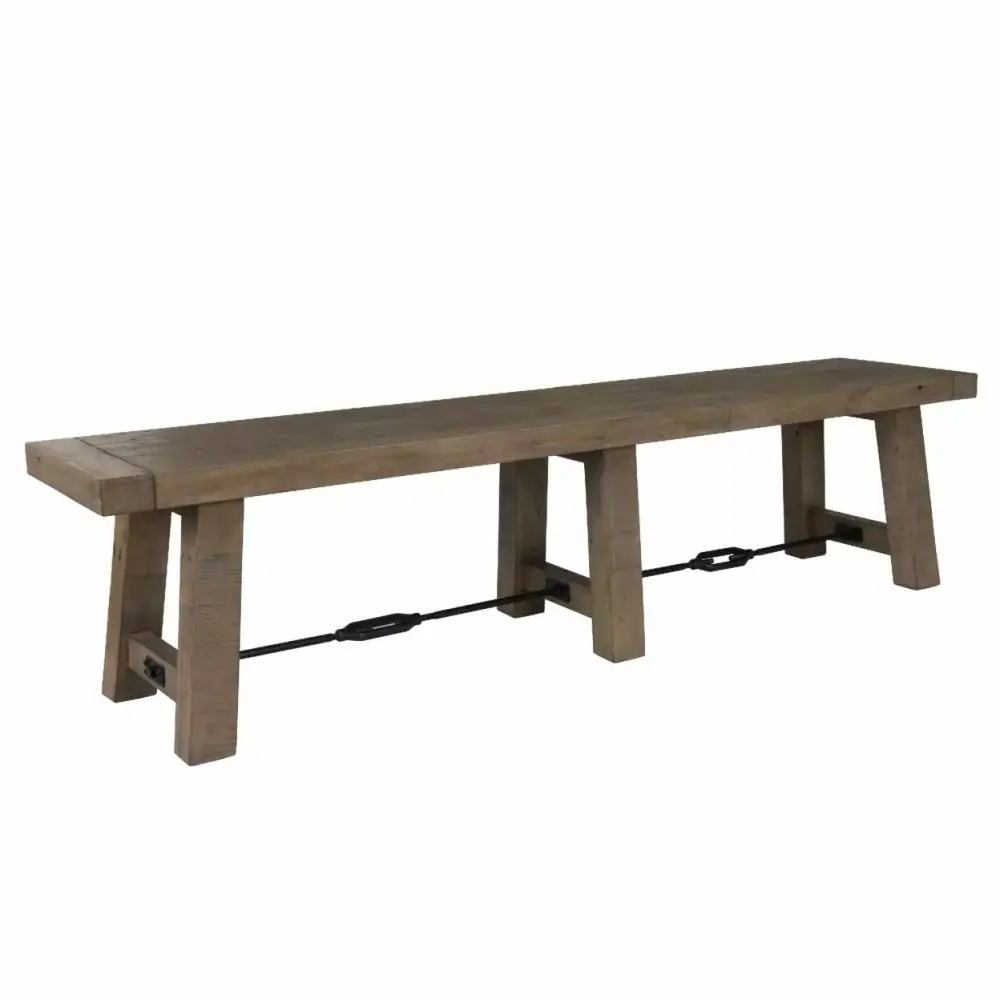 Handcrafted Reclaimed Wood Dining Bench with Grains Distressed Gray Saltoro Sherpi