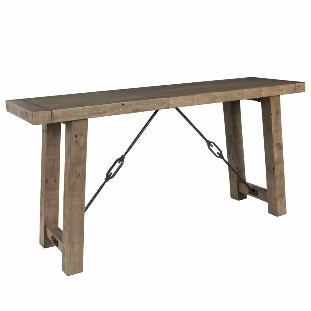 Handcrafted Reclaimed Wood Console Table with Grains in Weathered Gray - Saltoro Sherpi