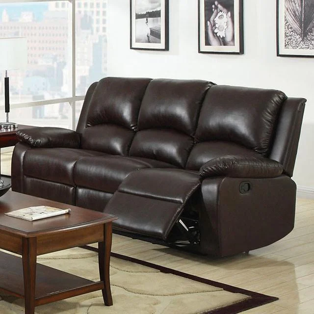 Oxford Rustic Dark Brown Motion Sofa - Leather Recliner Sofa with Power Headrests