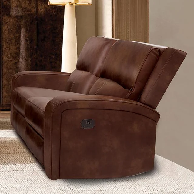 SOTERIOS Power Loveseat Medium Brown Leather Reclining Sofa