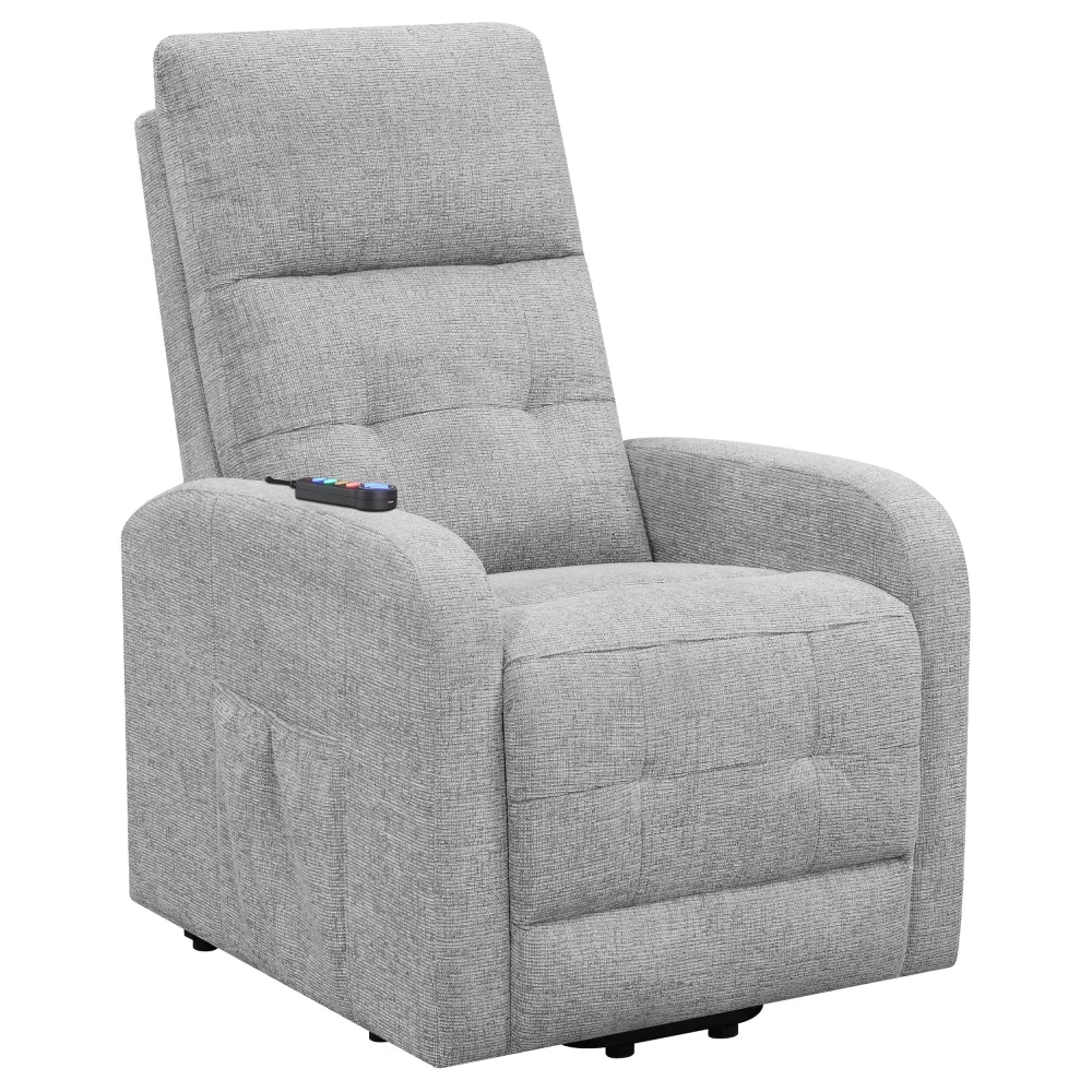 Howie Tufted Upholstered Power Lift Recliner in Grey