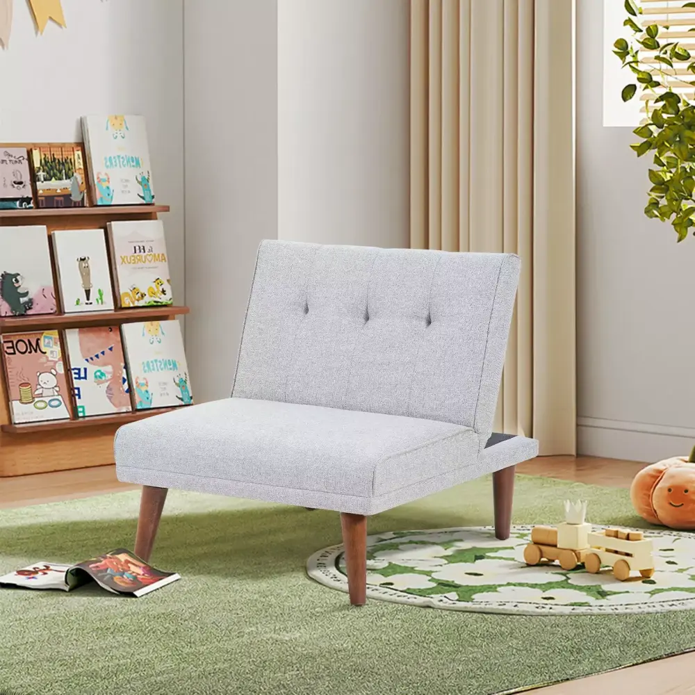 Zechuan Mini Linen Couches Small Recliner Futon Chair with Adjustable Backrest for Living Room