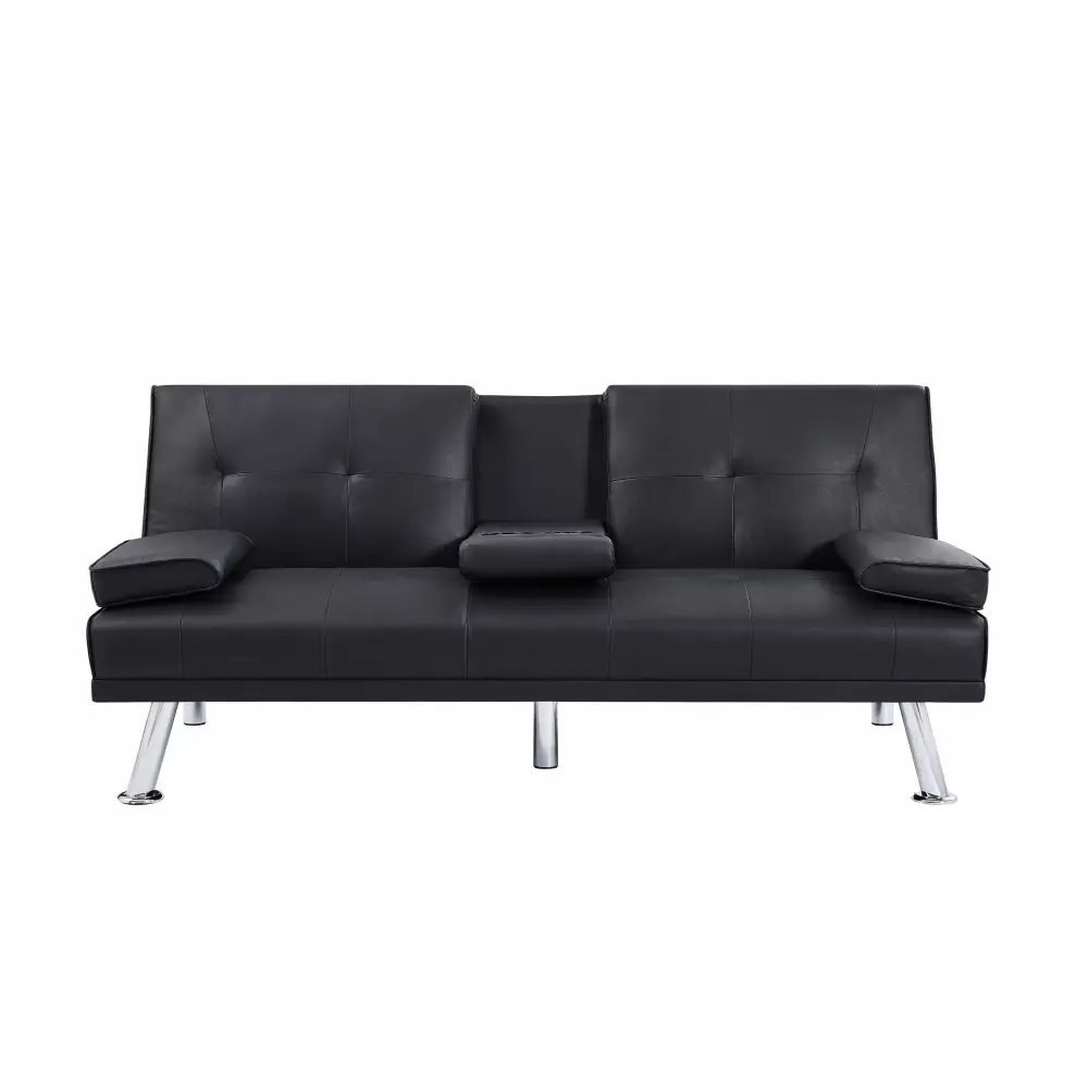 2 in 1 Loveseat Recliner with Hidden Coffee Table Foldable Chaise Bed