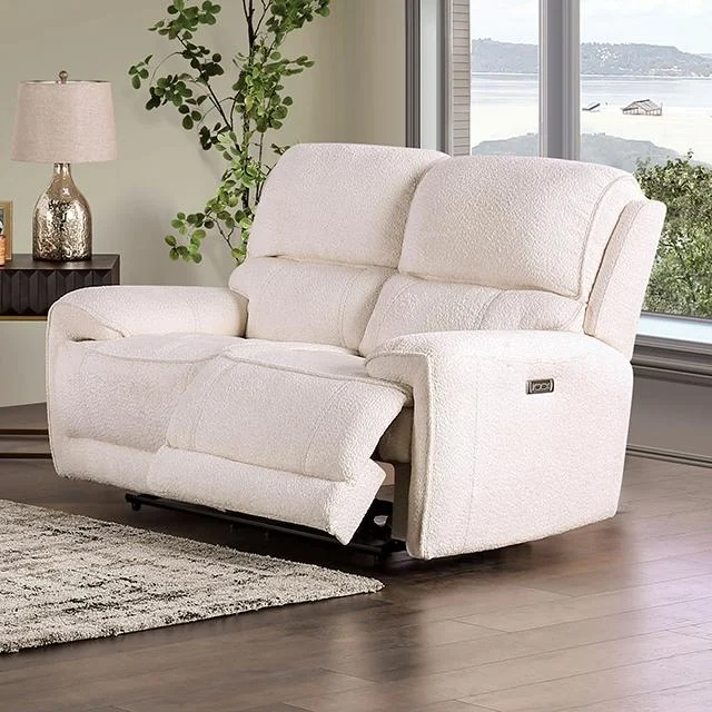 MORCOTE Power Loveseat Beige Reclining Sofa with USB Ports