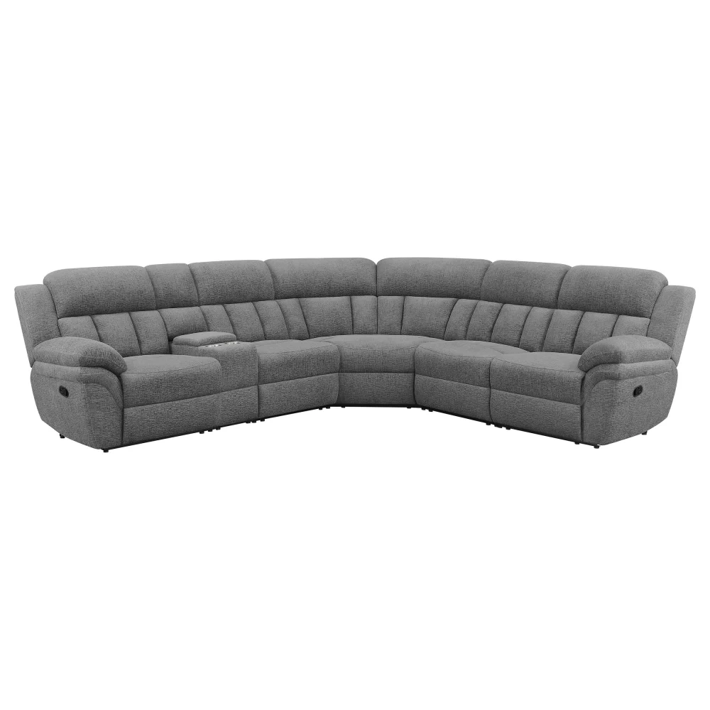 Bahrain 6-Piece Upholstered Motion Sectional in Charcoal