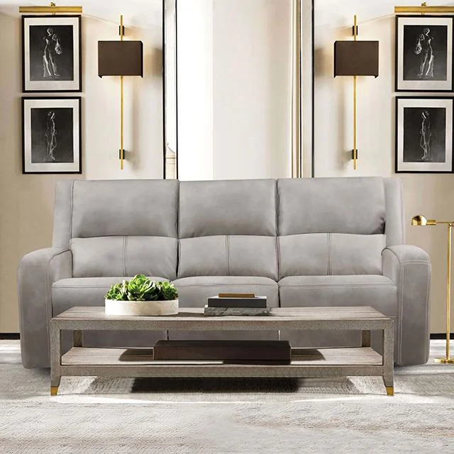 VASILIOS Power Sofa Taupe - 3-Seater Reclining Sofa with USB Charging