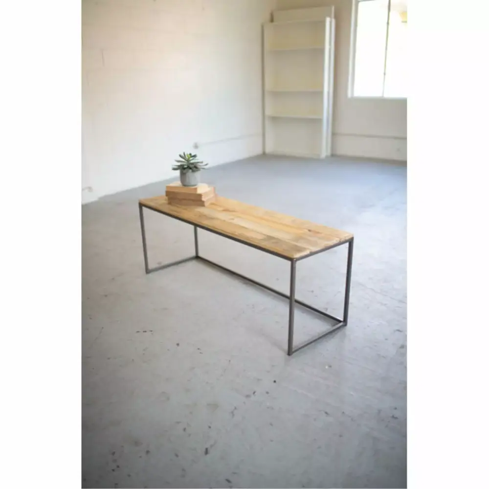 Iron and Recycled Wood Bench Rustic Industrial Style for Indoor or Outdoor Use