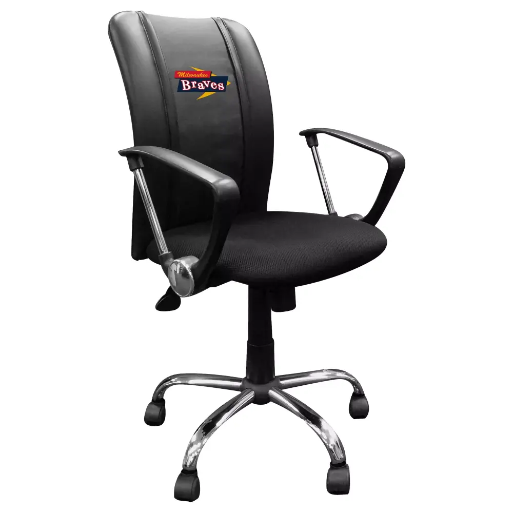 Black Milwaukee Braves Logo Curve Task Chair for Vintage Baseball Fans
