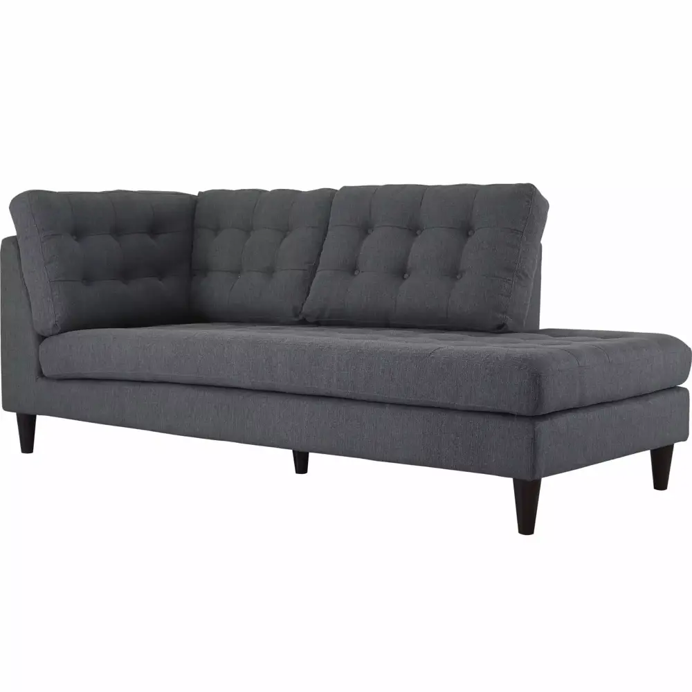 Ergode Empress Upholstered Fabric Right Facing Bumper Chaise in Gray