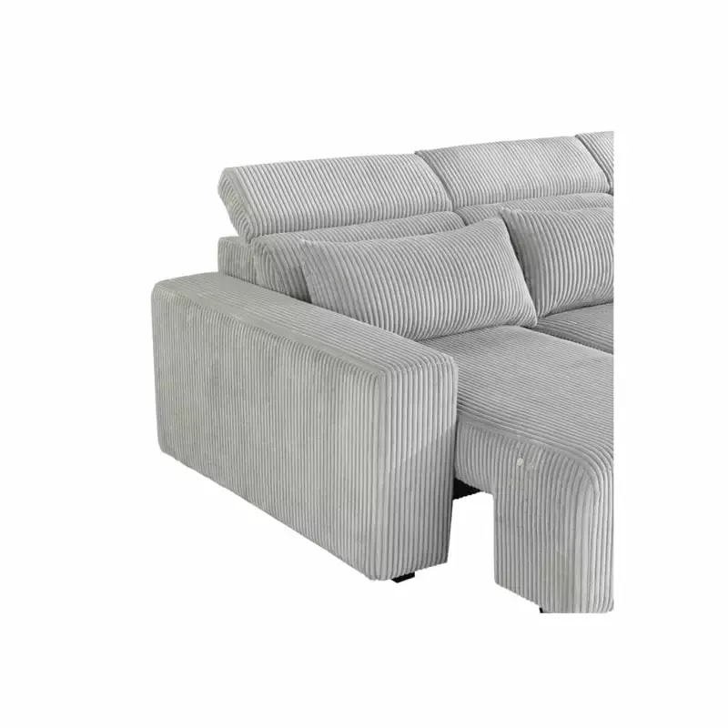 Global Furniture USA U5945 Fabric Gray Right Arm Facing Chaise with Pillow