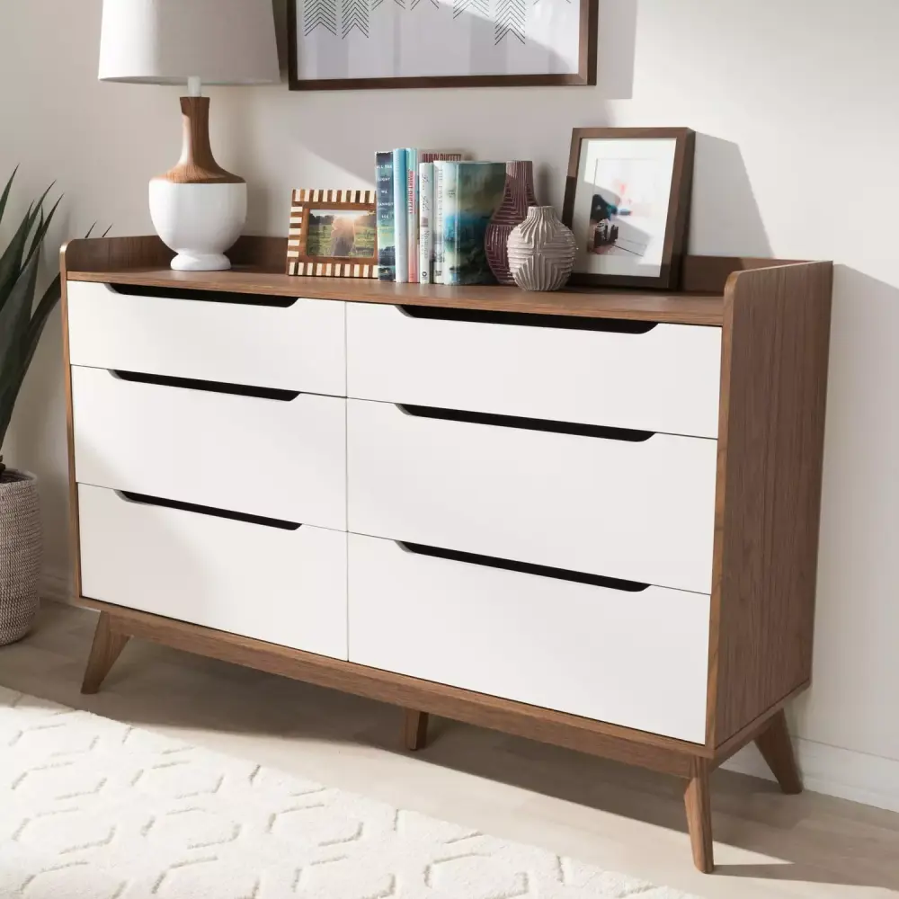HomeStock Rococo Radiance 6-Drawer Storage Dresser for Bedroom