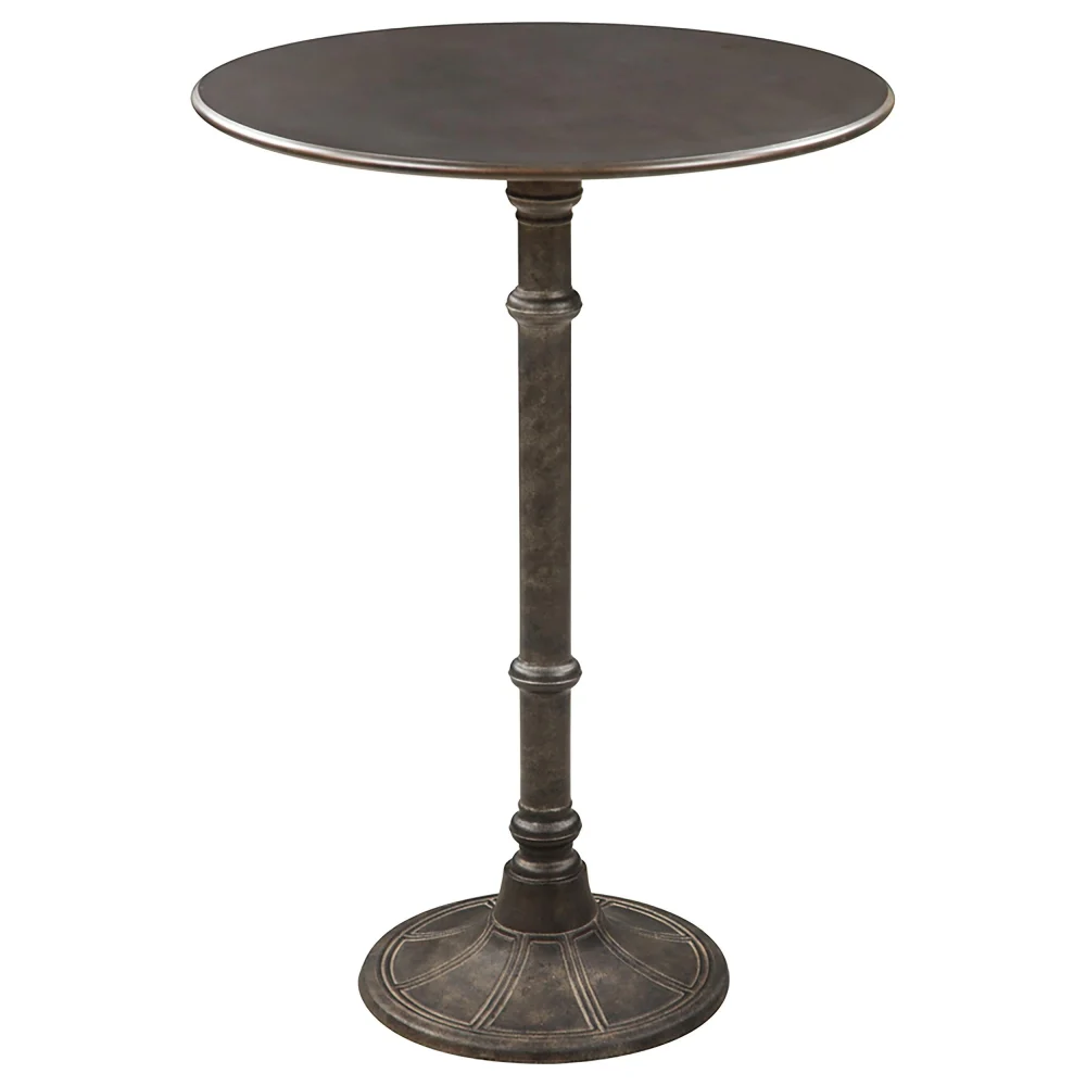 Oswego Round Bar Table in Dark Russet and Antique Bronze for Stylish Bars
