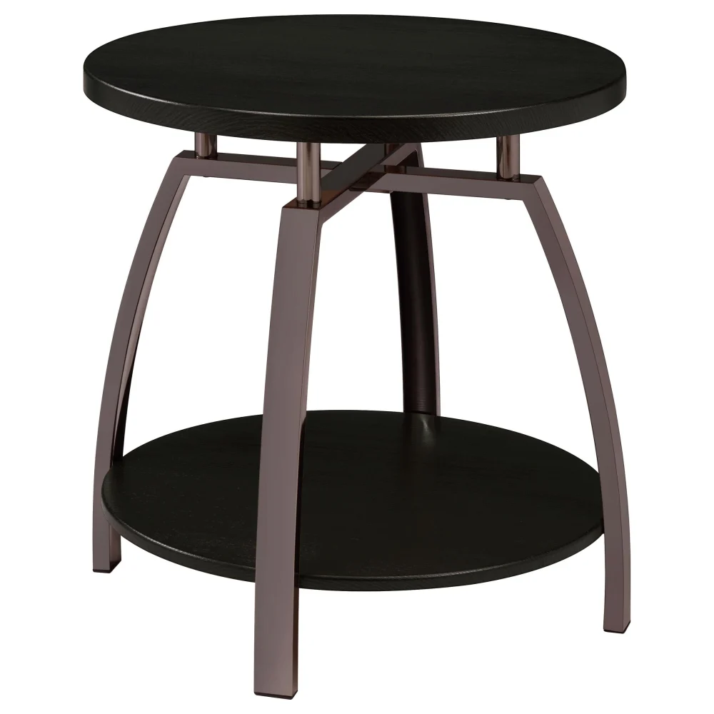 Dacre Round End Table - Stylish Dark Grey and Black Nickel Accent Table