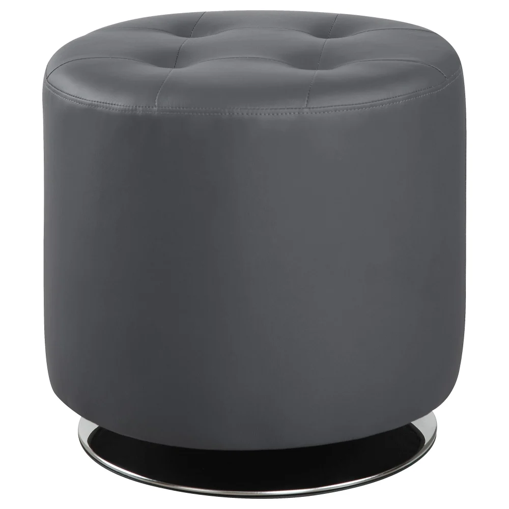 Bowman Round Upholstered Ottoman Grey Soft Living Room Footstool