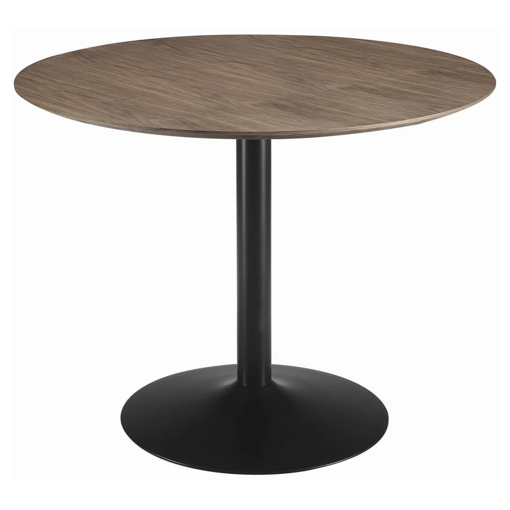 Cora Round Dining Table Walnut and Black - Modern Kitchen Table for 4