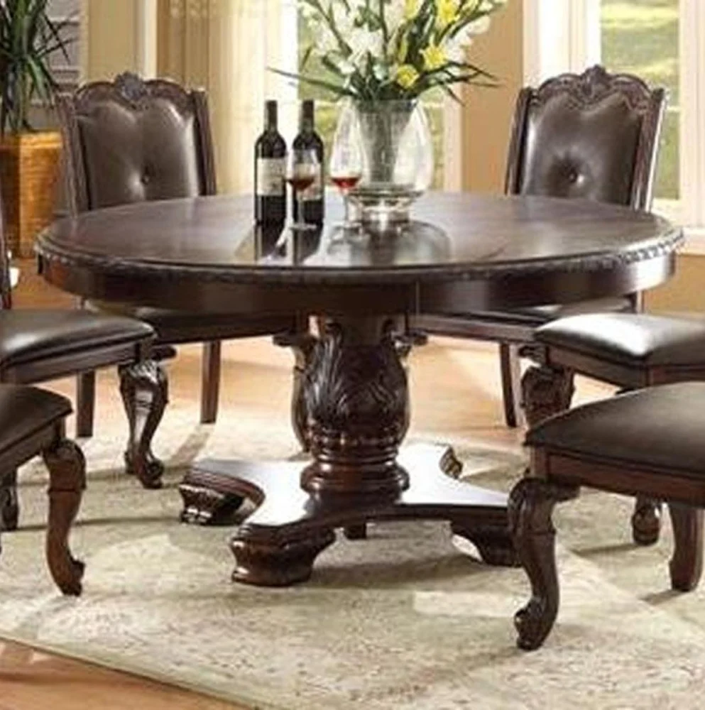 Crown Mark Kiera Round Dining Table Rich Brown 60 Inch Top Kitchen Table
