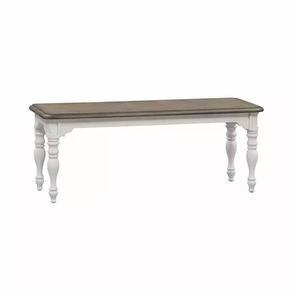 Magnolia Manor White Dining Bench Ready to Assemble for Kitchen or Dining Room