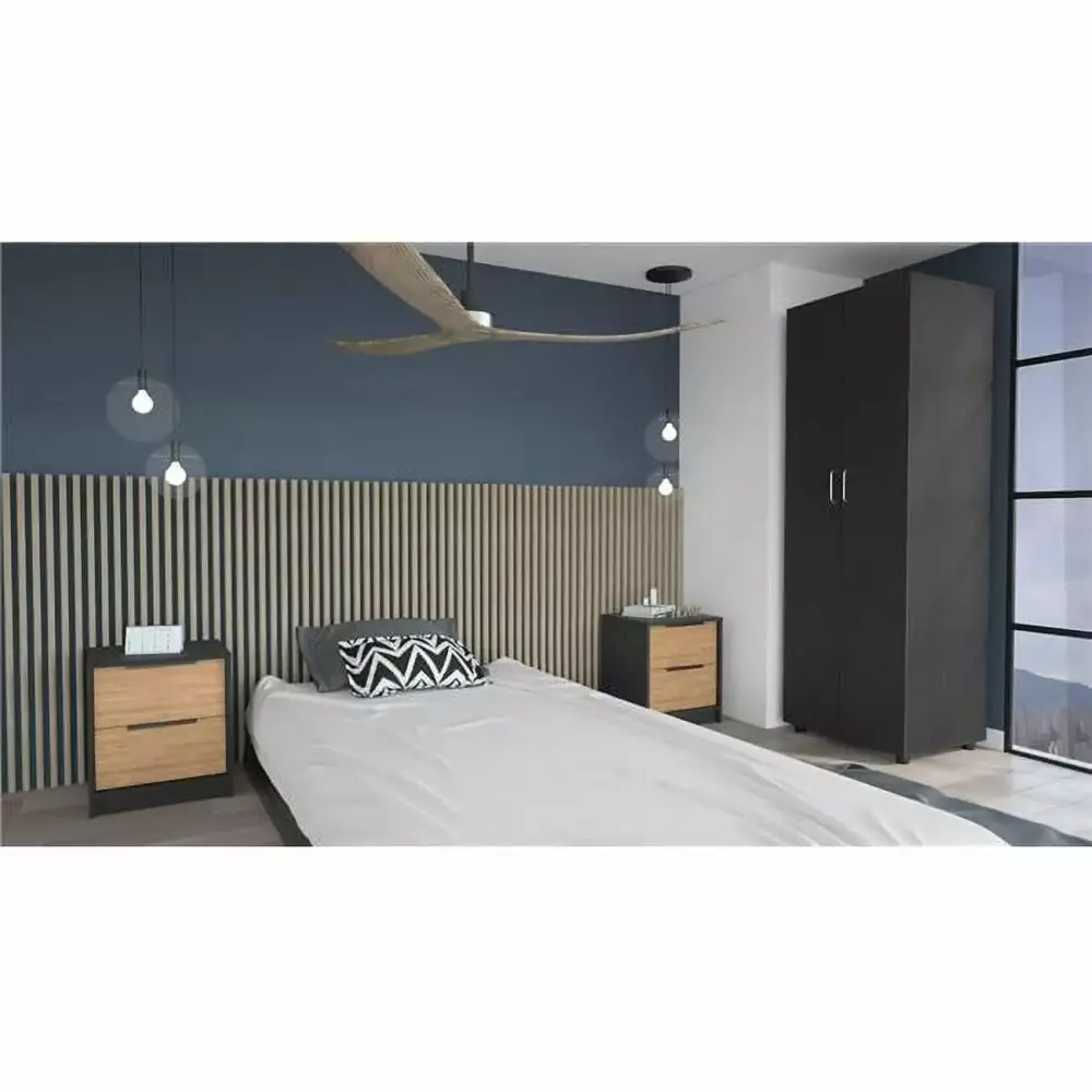Deering 3-Piece Black and Pine Bedroom Set - Rustic Charm