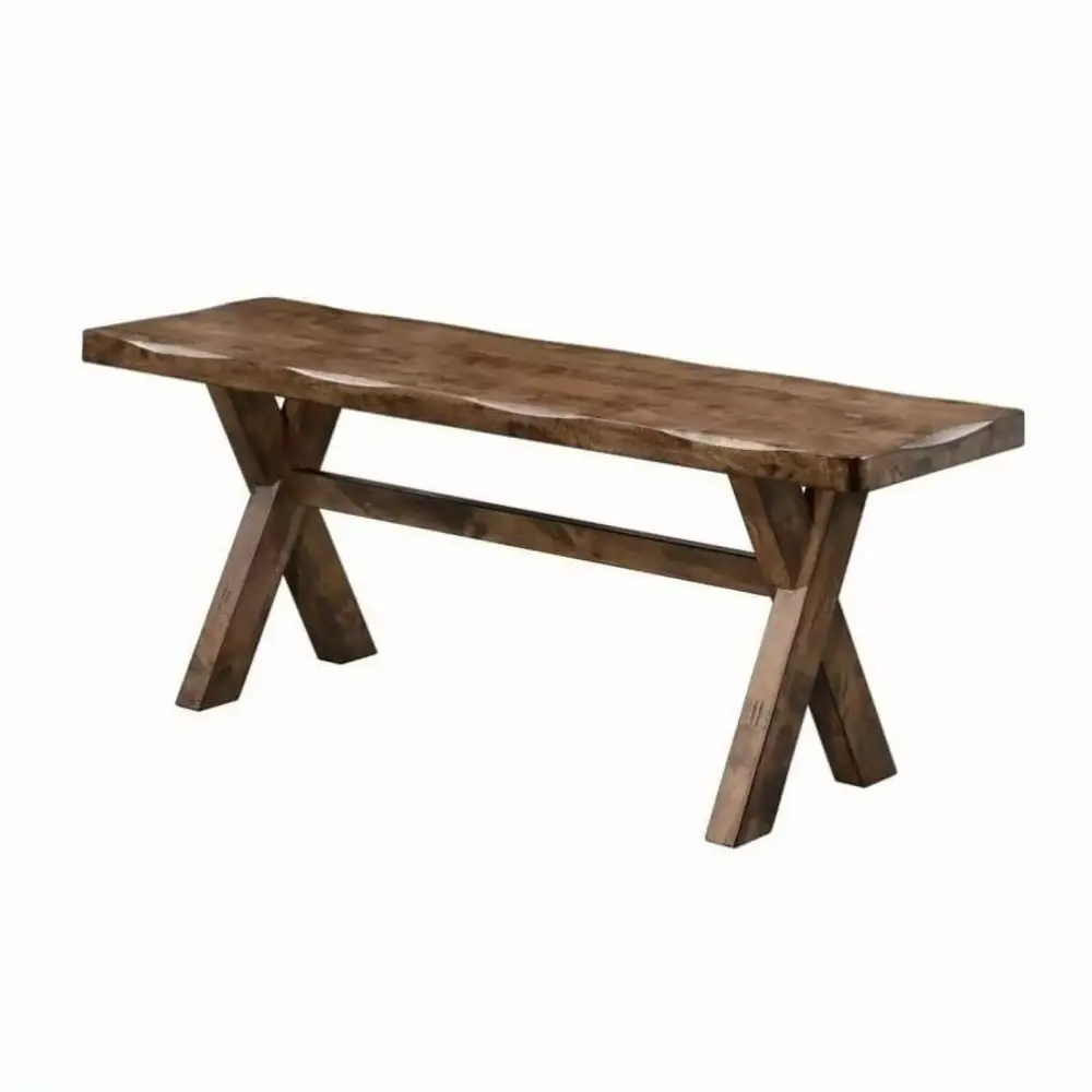 Bowery Hill Contemporary Trestle Dining Bench in Knotty Nutmeg for Rustic Dining Rooms