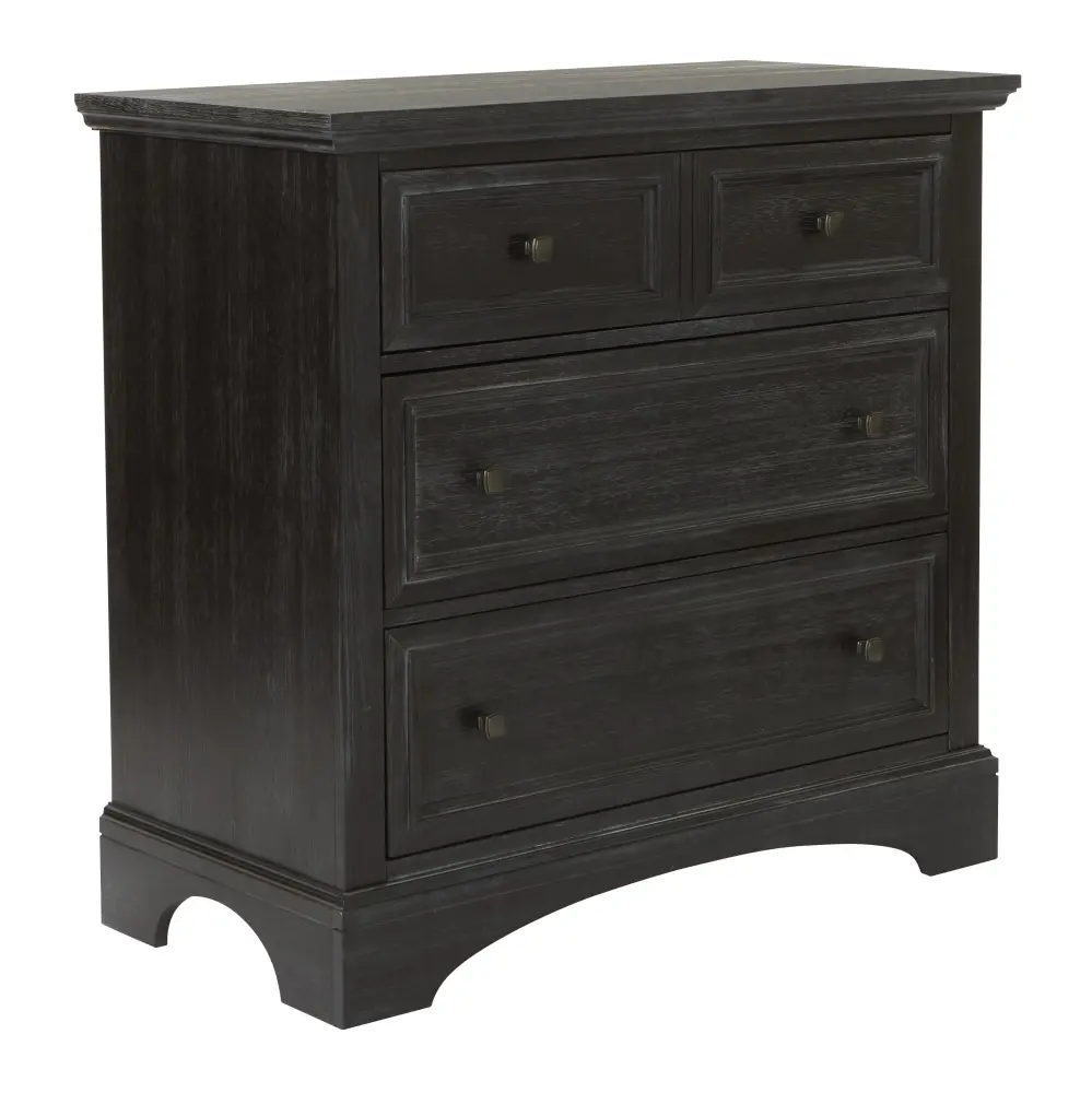 Farmhoutilize Basics 3 Drawer Chest in Rustic Black by OSP Home Furnishings - Compact Storage Solution