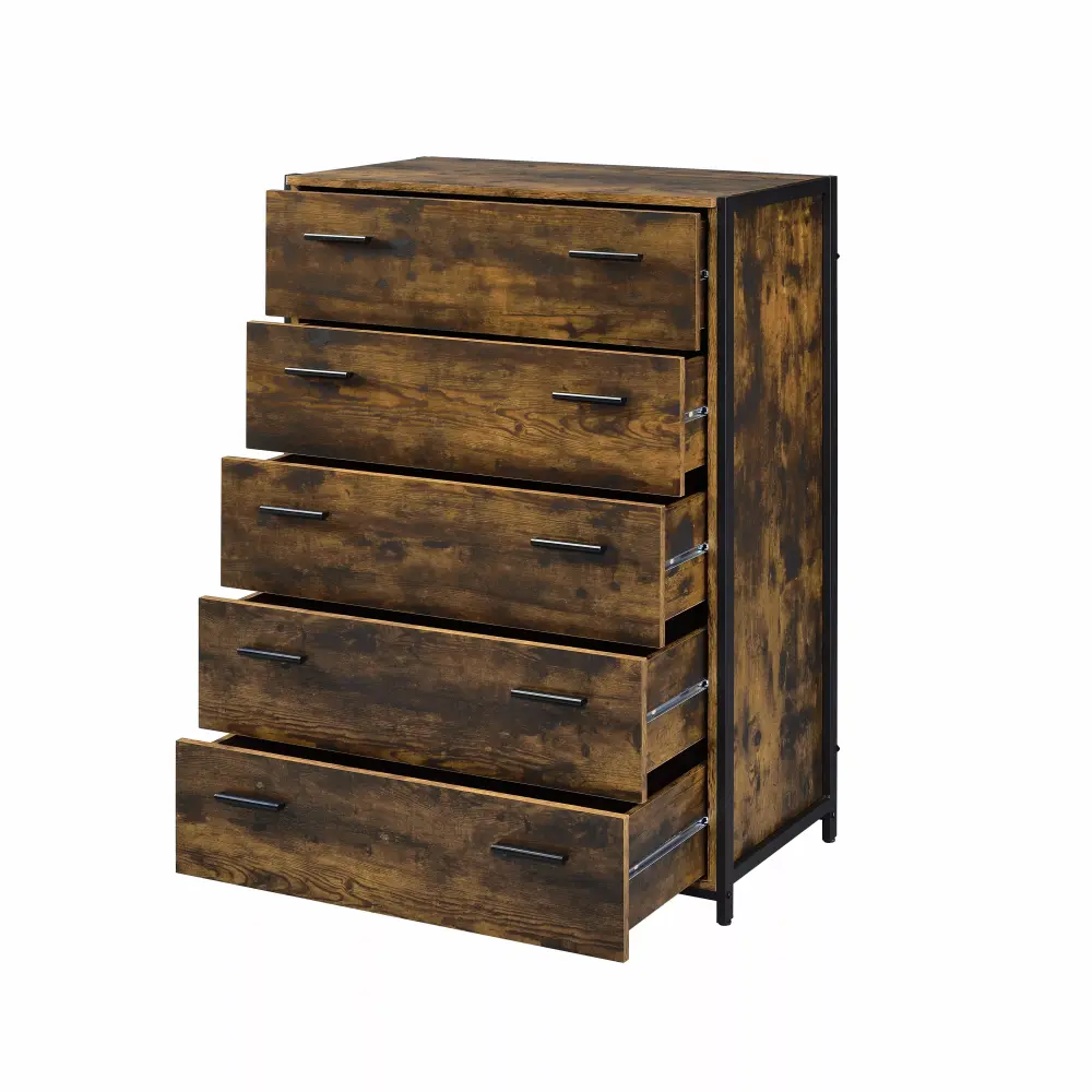 DeeHome ACME Juvanth Chest in Rustic Oak & Black Finish 24266