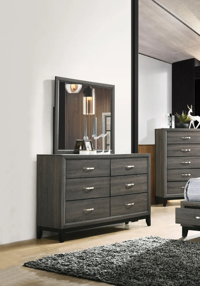 Valdemar Weathered Gray Dresser with Wooden Drawers for Bedroom