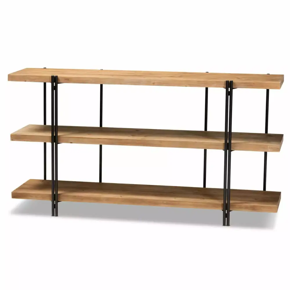 Tarah Modern Rustic and Industrial Natural Brown Wood and Metal Console Table