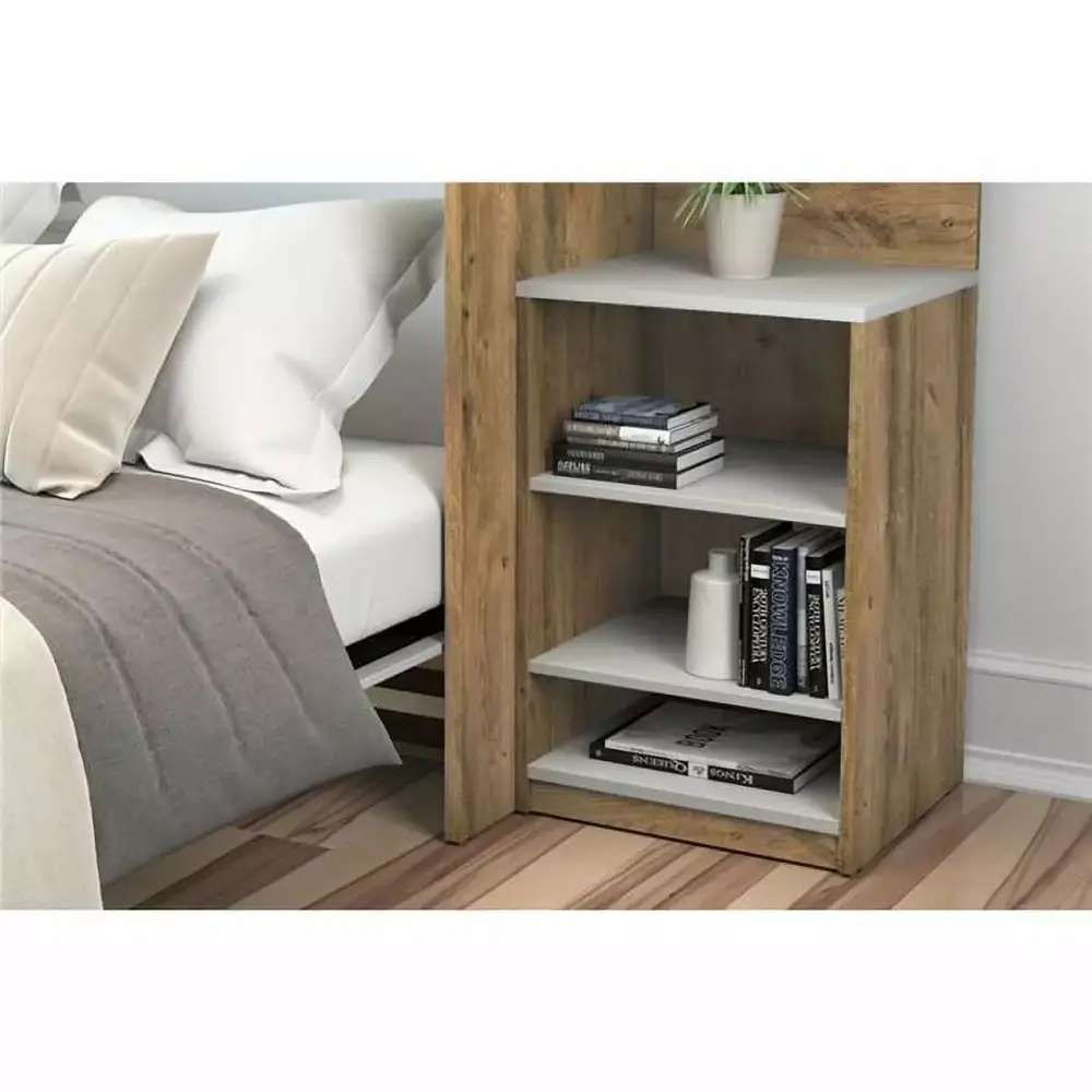 Cielo 20W Nightstand in Rustic Brown and White Engineered Wood