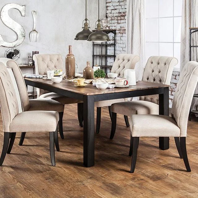 MARSHALL Rustic Oak Dining Table - Farmhouse Style Table for 6