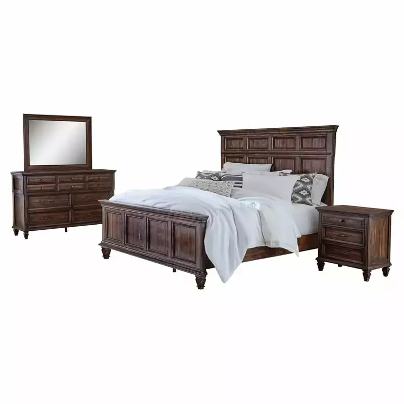 Avenue 4-piece Eastern King Bedroom Set Weathered Burnished Brown