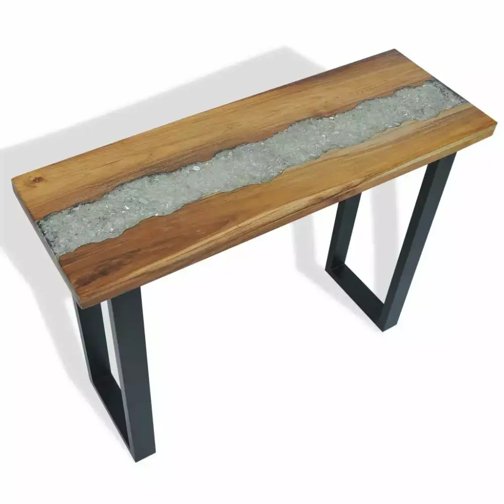 Tomshine 39.4 Inch Teak Wood Console Table - Modern Scandinavian Entryway Sofa Table