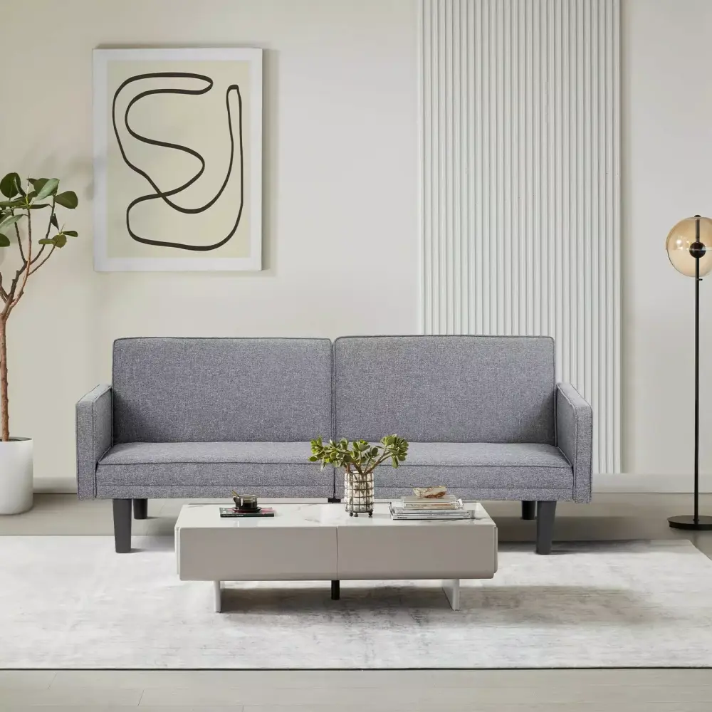 Futon Sofa Bed Convertible Sectional Sleeper Couch Loveseat Bed with Tapered Legs for Living Room