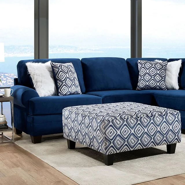 WALDPORT Sectional Navy Blue Modern L-Shaped Sofa