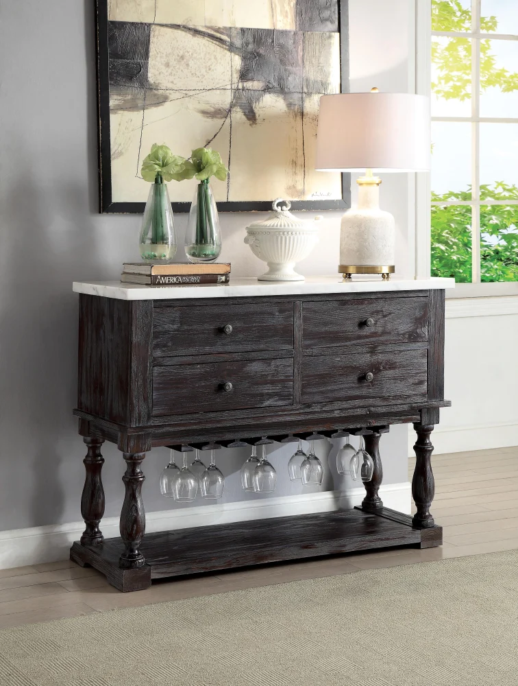 Gerardo White Marble & Weathered Espresso Server Buffet