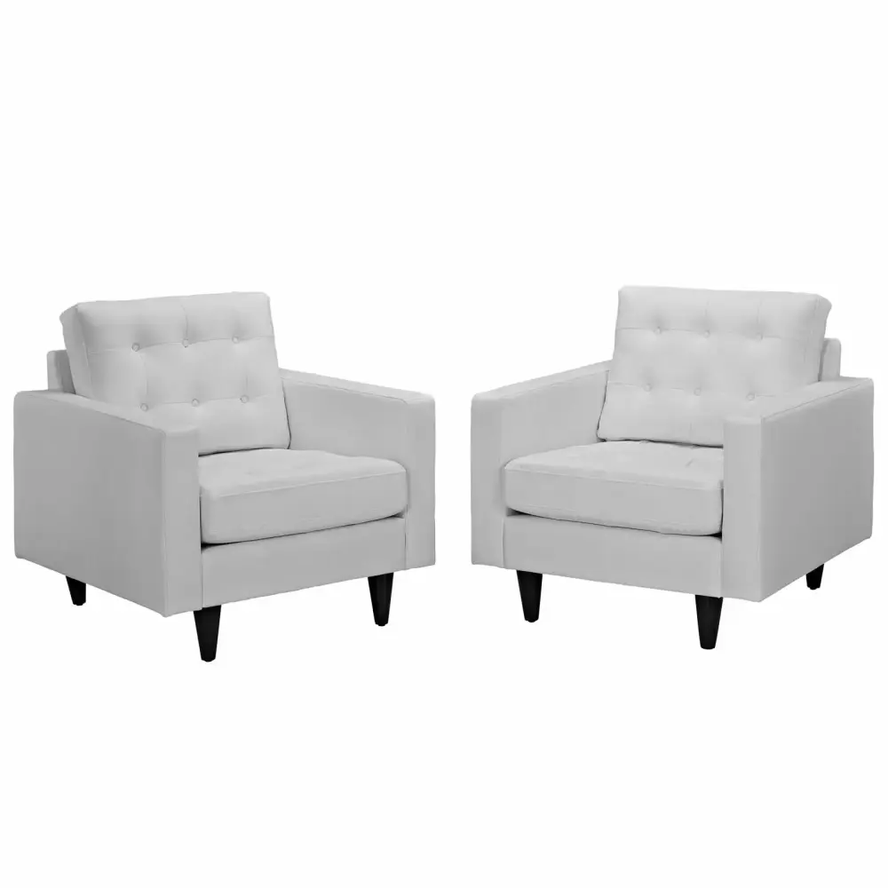 Modern Contemporary White Living Room Armchair Set of Two