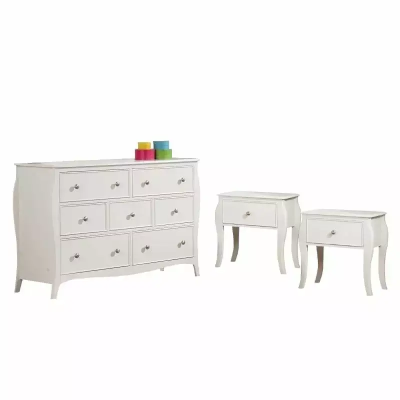 Coaster Dominique 3-Piece Night Stand and Dresser Set in White - Modern Bedroom Storage