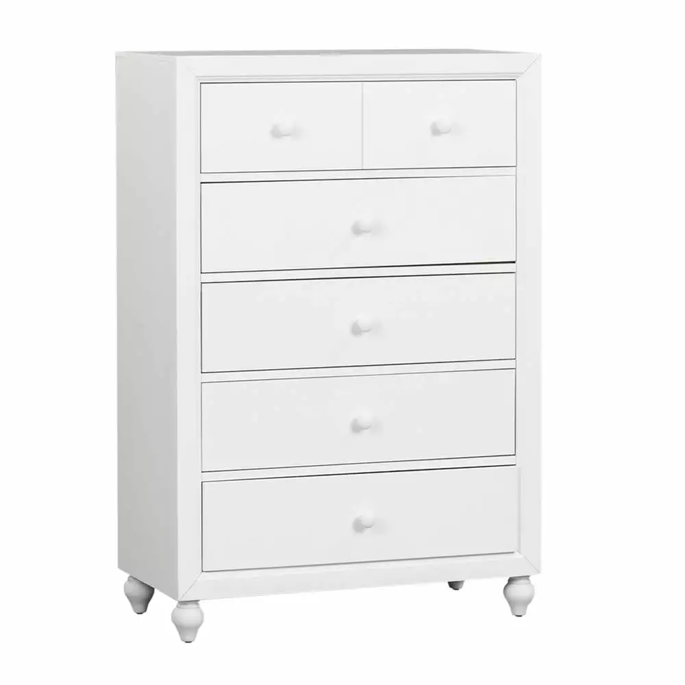 Cottage View White 5-Drawer Chest Shabby Chic Bedroom Furniture
