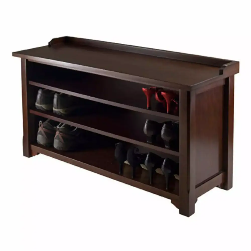 Ergode Dayton Storage Hall Bench with Shelves for Entryway or Living Room