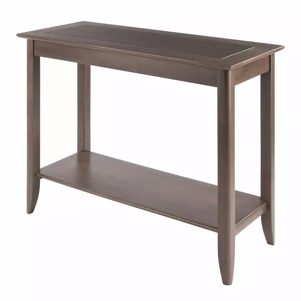 Contemporary Home Living 40 Inch Oyster Gray Console Table with Shelf Modern Entryway Furniture